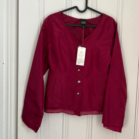Eileen Fisher Jackets & Blazers - Eileen Fisher Size XS Fitted Washed Silk Taffeta Jacket